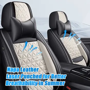 Kompletní sada potahů na autosedačky z kůže, prodyšný chránič sedadla, sada 5 potahů na přední a zadní sedadla 10 nejlepší prodej Potahy sedadel Toyota Harrier - №2