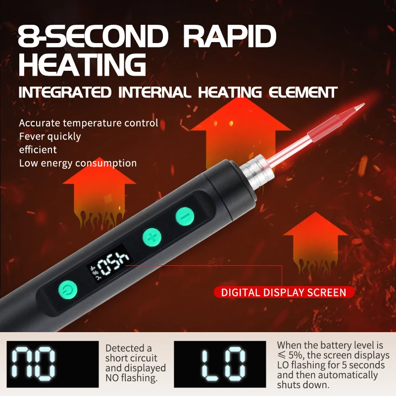 ANSIKI C212S مكواة لحام لاسلكية محمولة 180-450 ° بطارية مدمجة لدرجة الحرارة قابلة للتعديل مع مجموعة أدوات لحام مكونة من 3 أطراف #5