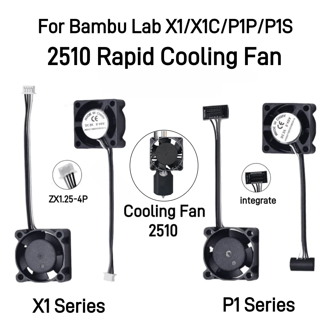 For Bambu Lab X1 Series Hotend Cooling Fan 2510 Dual Ball Bearing Brushless Fan 0.4A 5V Fans for Bambu X1/X1C 3D Printers