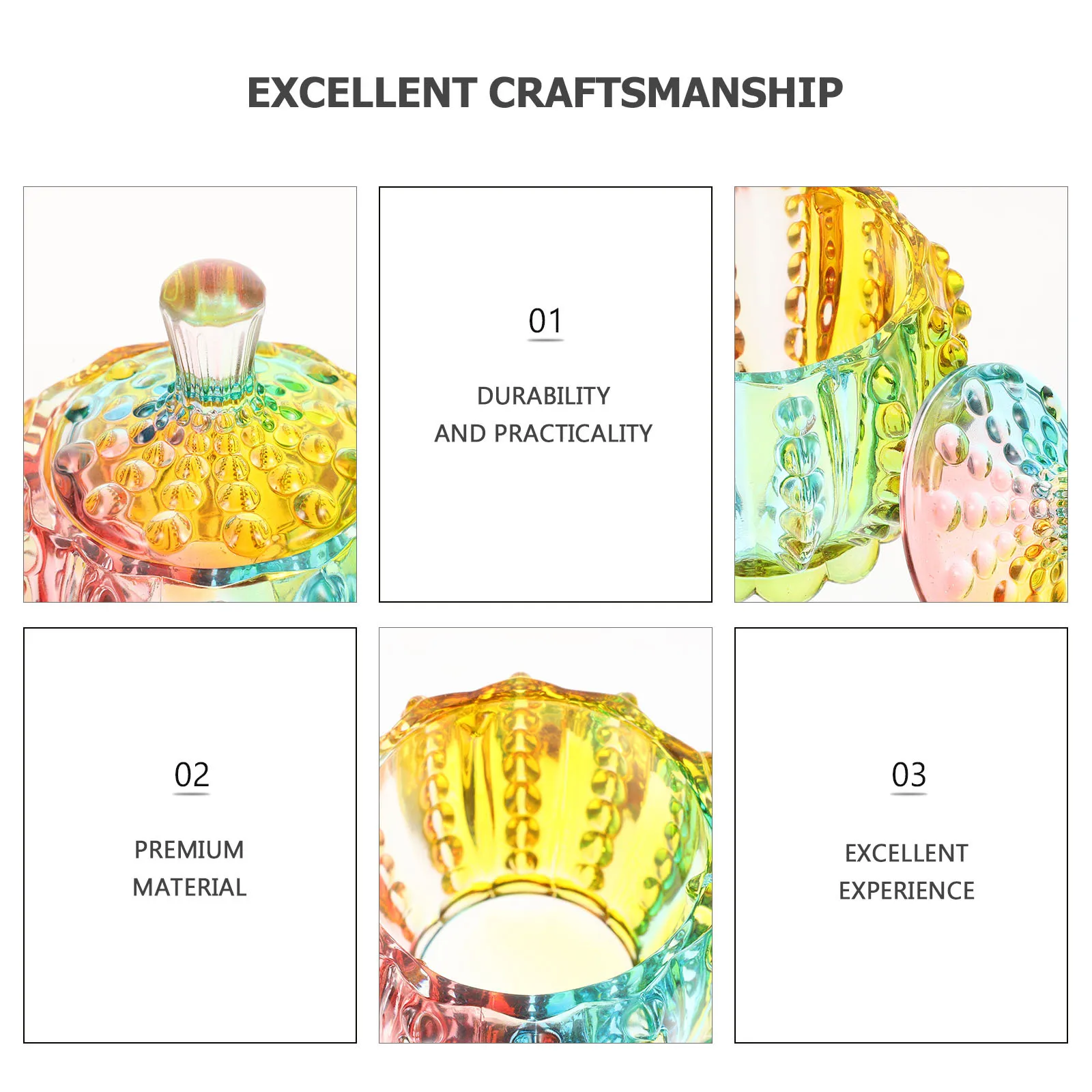 

Glass Colorful Cube Candy Jar Home Kitchen Candy Canister Storage Container Jars with Lids Small Jewelry Boxes