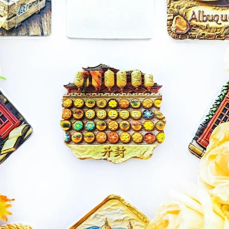 Kaifeng Riverside Scene & Luoyang Mingtang Fridge Magnet - 3D Henan Heritage Souvenir Ancient Capital Decor Unique China Gift