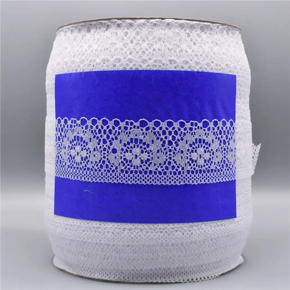 Cinta de encaje blanca para coser, Material de aplique de tela africana, 40mm de ancho, 300 yardas/rollo, venta al por mayor