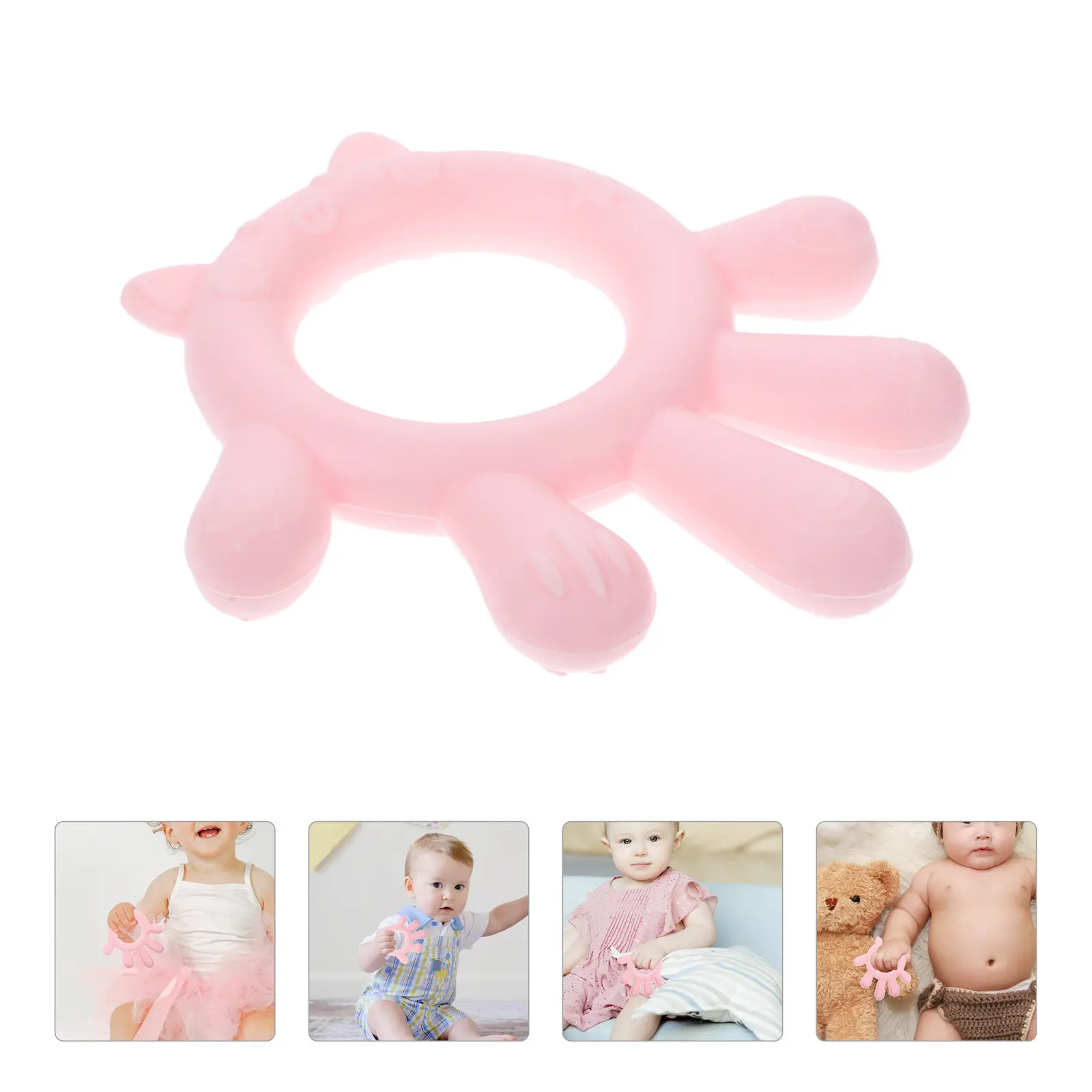 Baby Hand-Shaped Silicone Teether Soft Safe for Infant Toddler Soothing Teething Pain Relief Portable Baby Teether