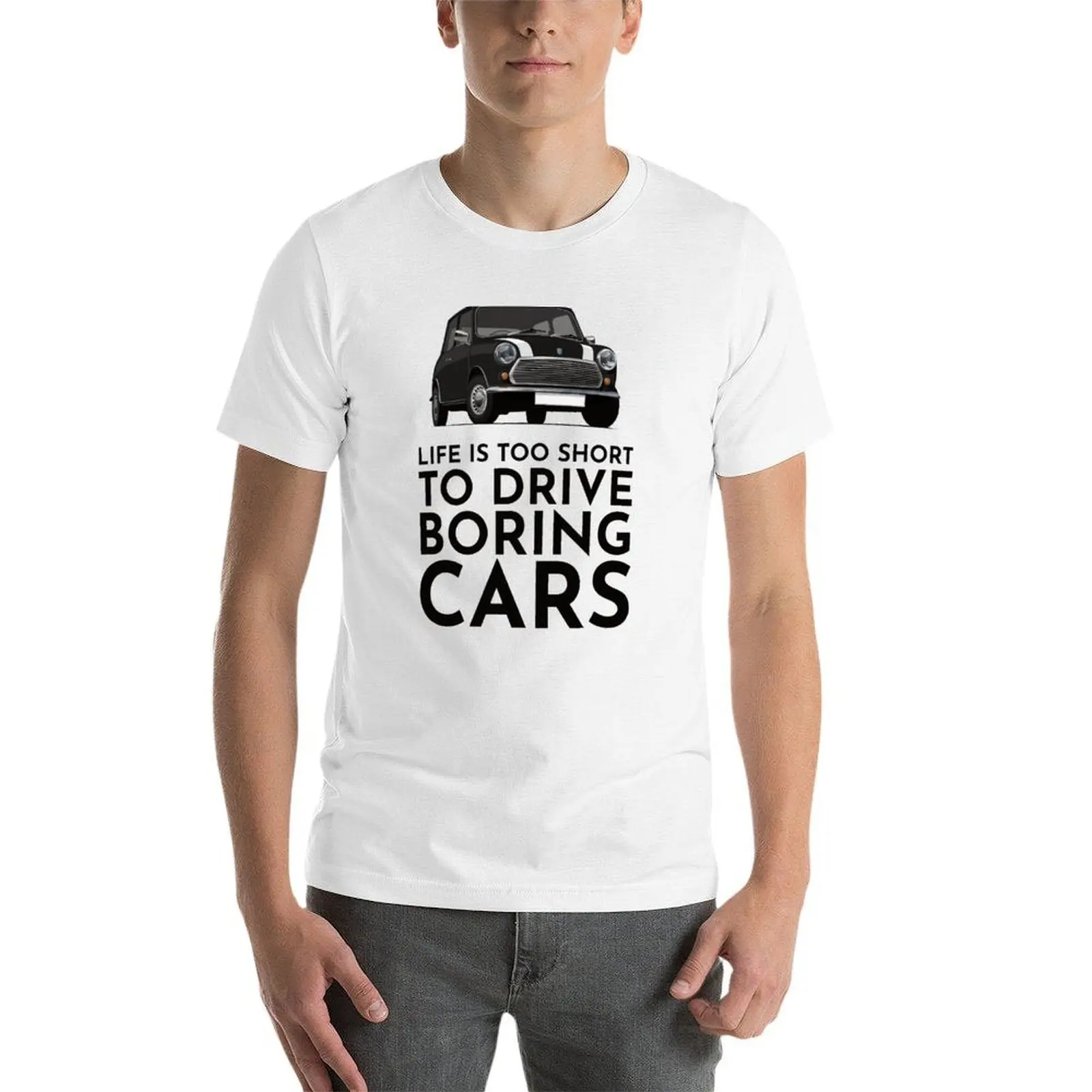 الحياة قصيرة جدًا لقيادة السيارات المملة - تي شيرت بلاك أوستن موريس ميني تي شيرت مطبوع حسب الطلب #4