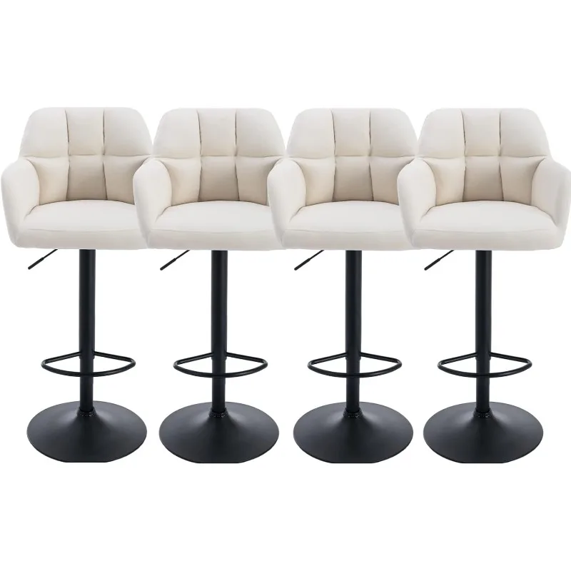 

Swivel Bar Stools Set of 4 Counter Height Bar Stools with Back for Kitchen, Upholstered Velvet Barstools Adjustable Bar C