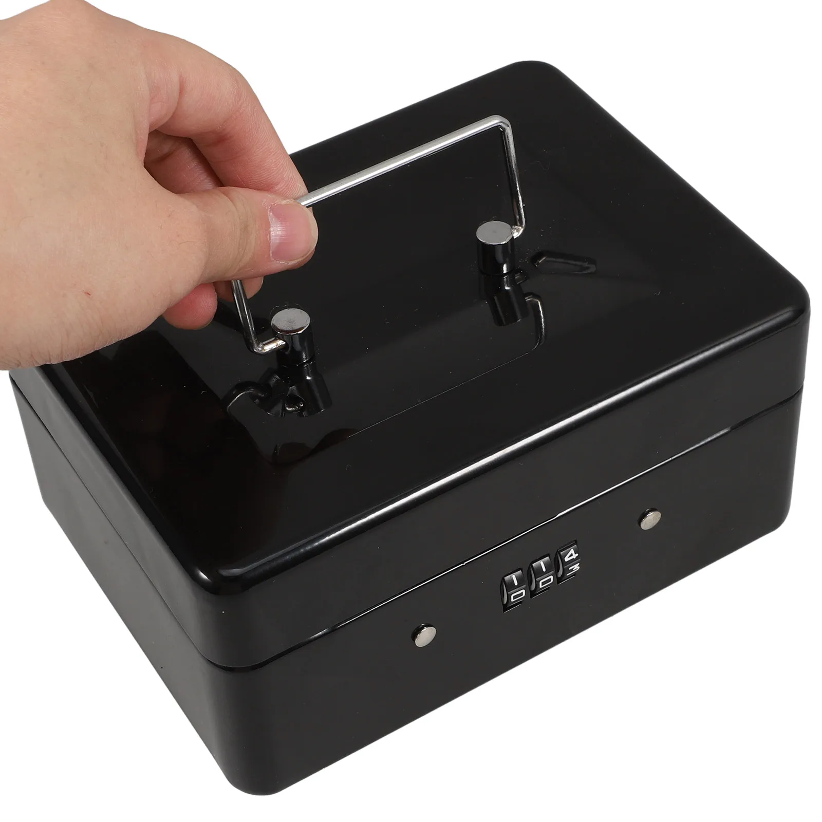 Portable Cash Box Steel with Combination Lock Lockable Large Capacity Safe for Money Storage Key Safe Box Outdoor Key Hider