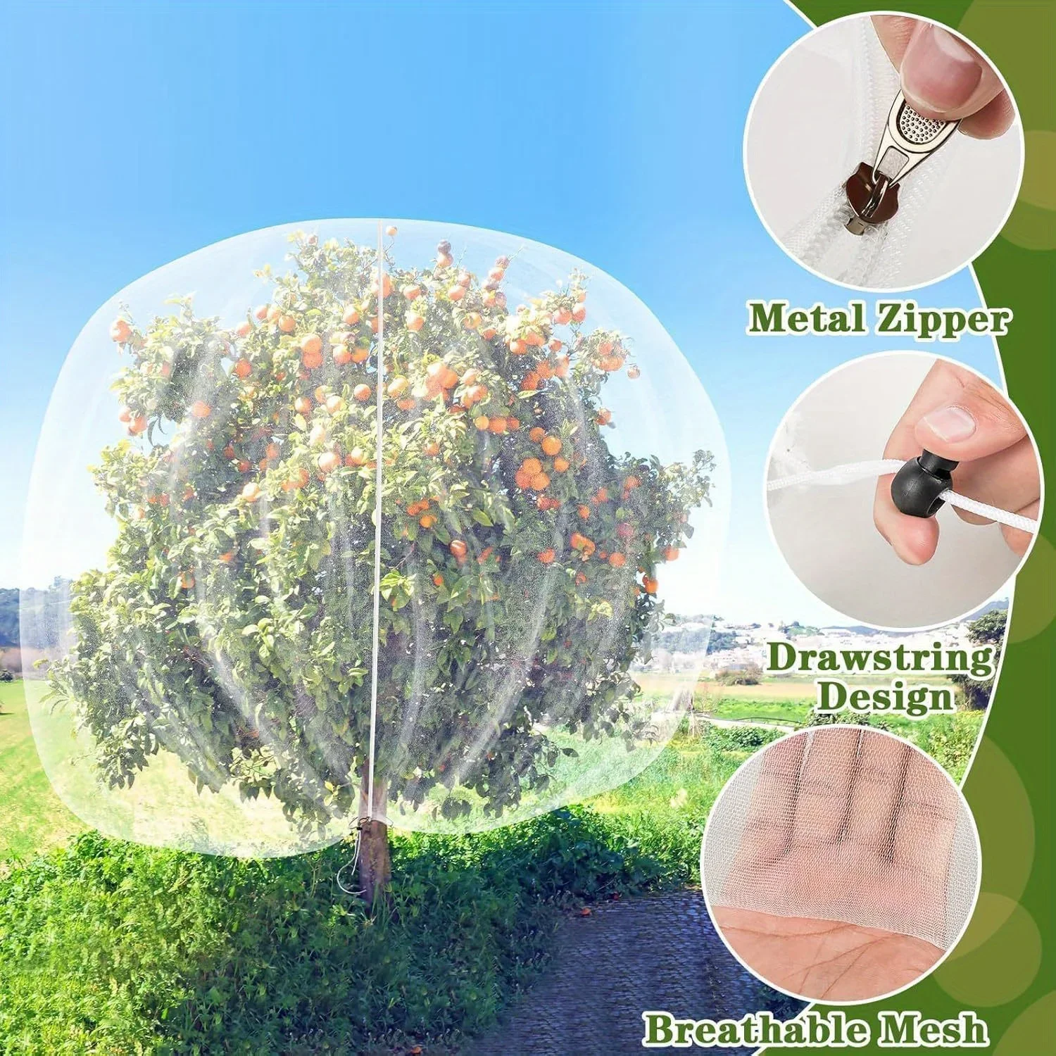 1pc Insect Proof Bag Mesh Cover Nylon Mesh Bag Bird Fly Proof Gardening Orchard Vegetable Bag Drawstring