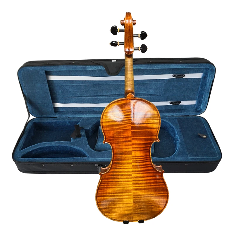 

Sinomusik New Design Nice Flame Maple Violin Handmade Solid Violin With Rectangle Foam Case