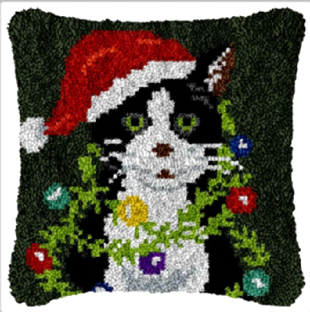 Wolf Tiger Cats Animals Latch Hook Kits Smyrna Pillowcase Knot Pillow Embroidery Package Latch Hook Kit Set For Needlework DIY