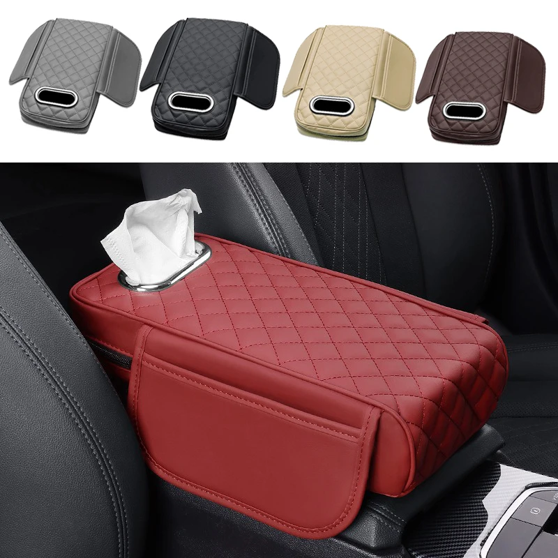 

Multifunctional Thicken Car Armrest Storage Box Height Pad Universal Leather Memory Foam Auto Center Armrest Protective Cushion