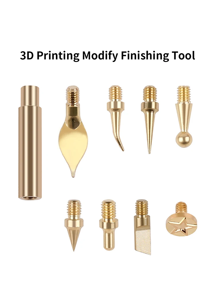 9PCS Wärme Einsatz Mutter Eisen Spitze Hot Melt Wärme Set Einsatz Werkzeug Lötkolben Spitze 3D Druck Ändern Finishing messing Gewinde Embed – Detail 1