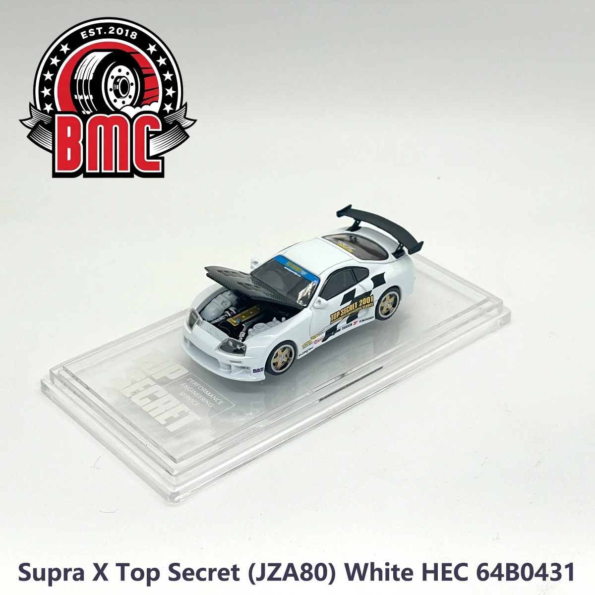 Auf Lager BMC 1:64 Toyota Supra A80 Top Secret Weiß Metallchassis China Hobby Expo 2025 CHC Limitierte Auflage Diecast Modellauto