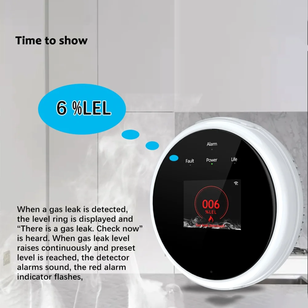 Wifi Leak With Temperature Function Combustible Gas Detectors Support Home Smart-Life Natural Gas Alarm Sensor LCD Display