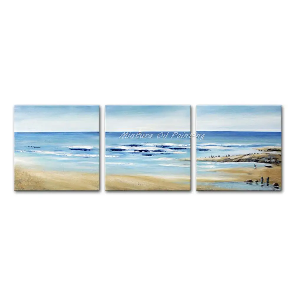 

Mintura Hand-Painted Seascape Oil Painting On Canvas,Modern Abstract Landscape Wall Art Pictures For Living Room Home Decoration