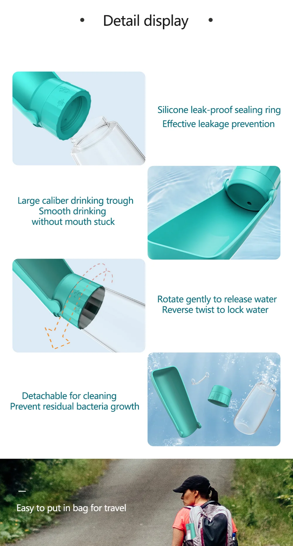 Portable Foldable Dog Water Bottle Leak Proof Large Capacity Pet Water Dispenser for Dogs Cats Outdoor Walking Travel Supplies