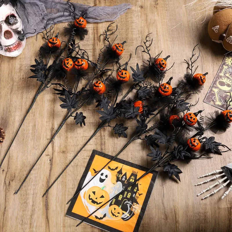 Halloween decorations Black Terrifying Pumpkin Twig Bouquet Ghost Festival home party decorations