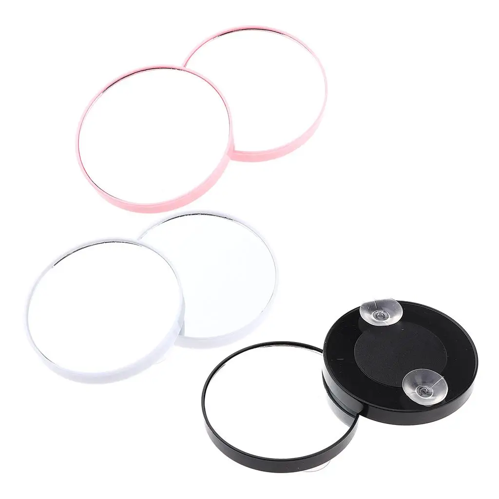 2pcs espelho de ampliação 5X com 2 ventosas para aplicação de maquiagem/sobrancelha