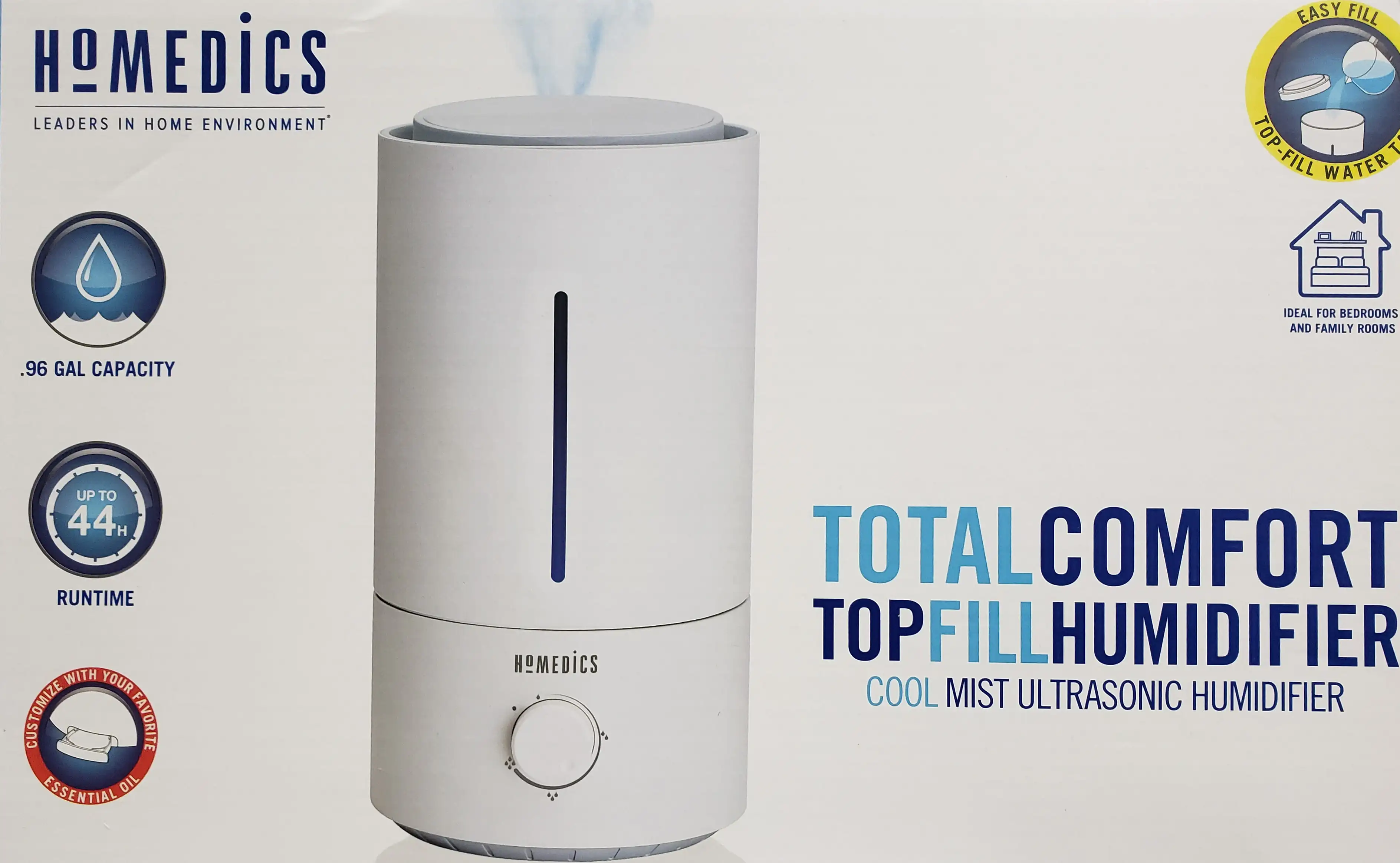 Humidifiers for Room Easy Clean Cool Mist Ultrasonic, Total Comfort, Easy Top Fill Humidifier with Up To 30 Hour Run Time