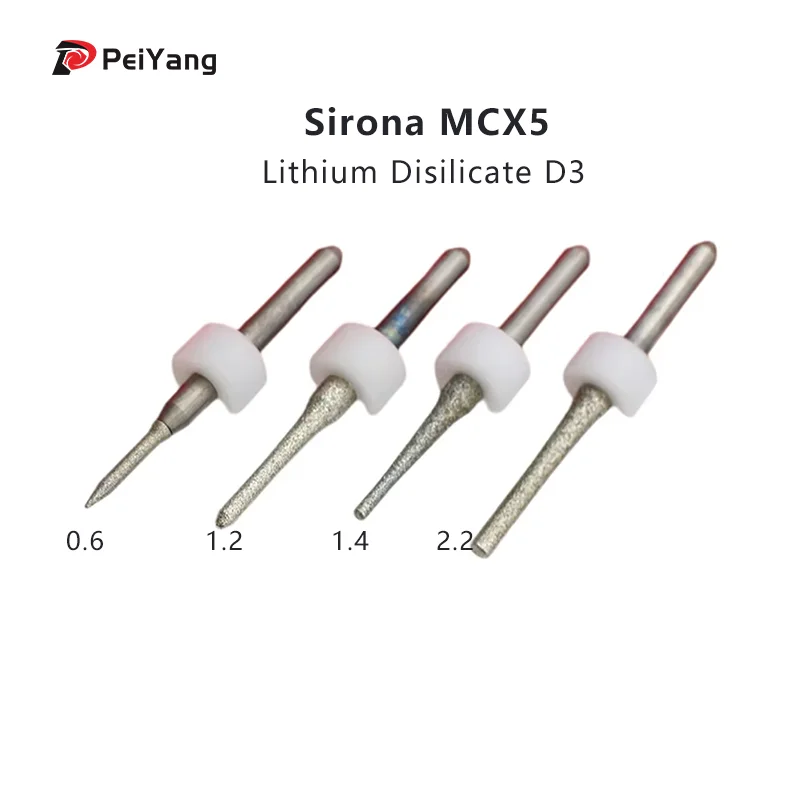 Sirona Mcx5 Lithium Disilicate Milling Burs / D3 Shank CVD DC Diamond Coating Diameter 2.5/1.0/0.5mm Drill Sirona Mcx5 Zircona