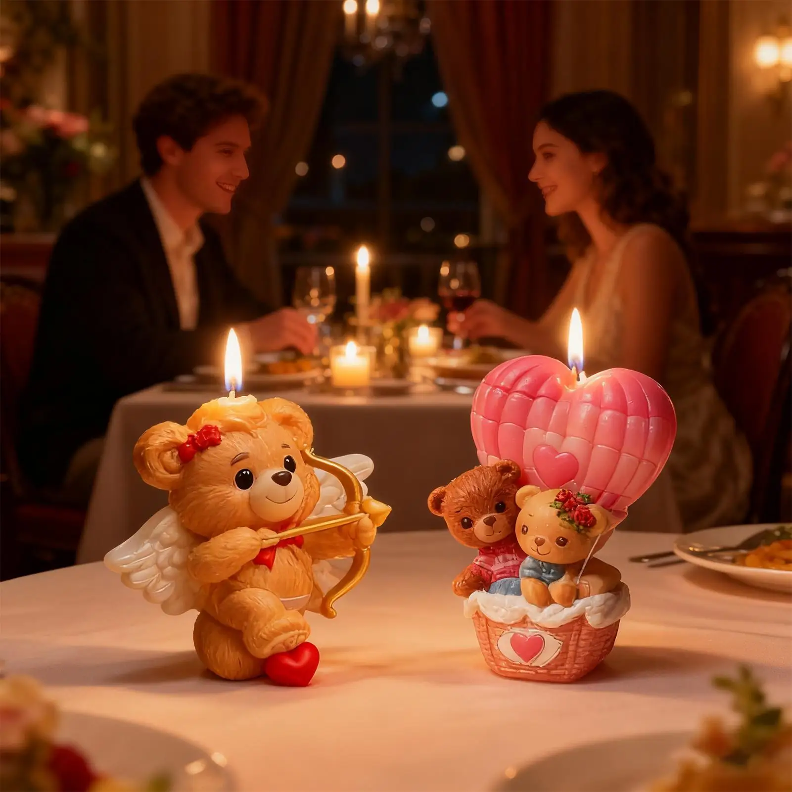 

Candle Mold 2 Pieces Cartoon Casting Mould 3D Stereo Bear Shape Silicone Candle Molds For Dating DIY Holidays Wedding Birthday