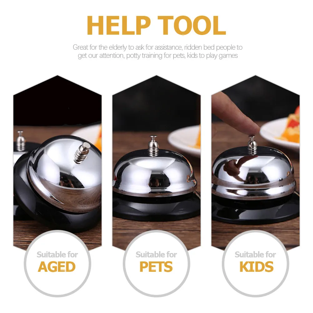 3Pcs Metal Call Bell Set for Restaurant Hotel Bar Kitchen Service Staff Assistance Loud Clear Tone Retro Vintage Dining Table