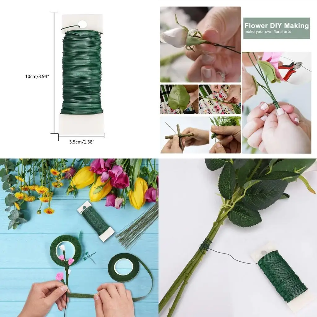 

P9FE Florist Green Wire for Craft Wreaths Christmas Tree Garland Floral Wrapping Wire