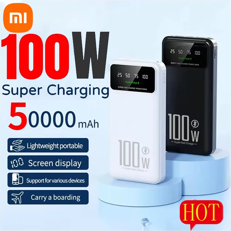 Xiaomi 50000mAh High Capacity Power Bank 100W Fast Charging Portable Spare External Battery For iPhone Huawei Samsung Xiaomi