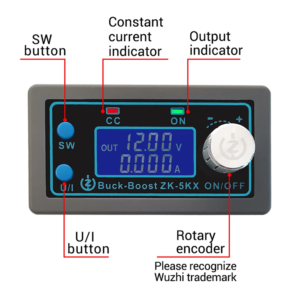 80W LED Digital Programmable Regulated Power Supply DC-DC Step Up Down Buck Boost Converter MPPT Solar Battery Charging Module