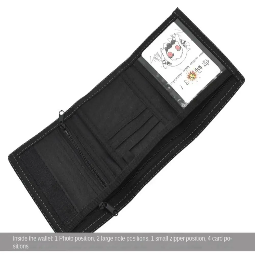 Touch Fastener Men's Short Wallet Fashion Leisure Multi-position 3 Fold Purse Durable Black Male Coin Pocket Daily Use image 4