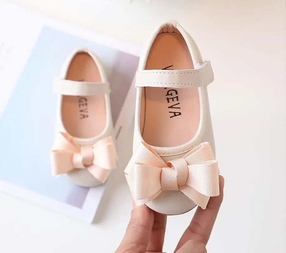 2019 Child Bow Little Girls Dress Bow Princess Party Shoe For Wedding Shoes Big Kids Leather Shoes 3 4 5 6 7 8 9 10 11 12 Years