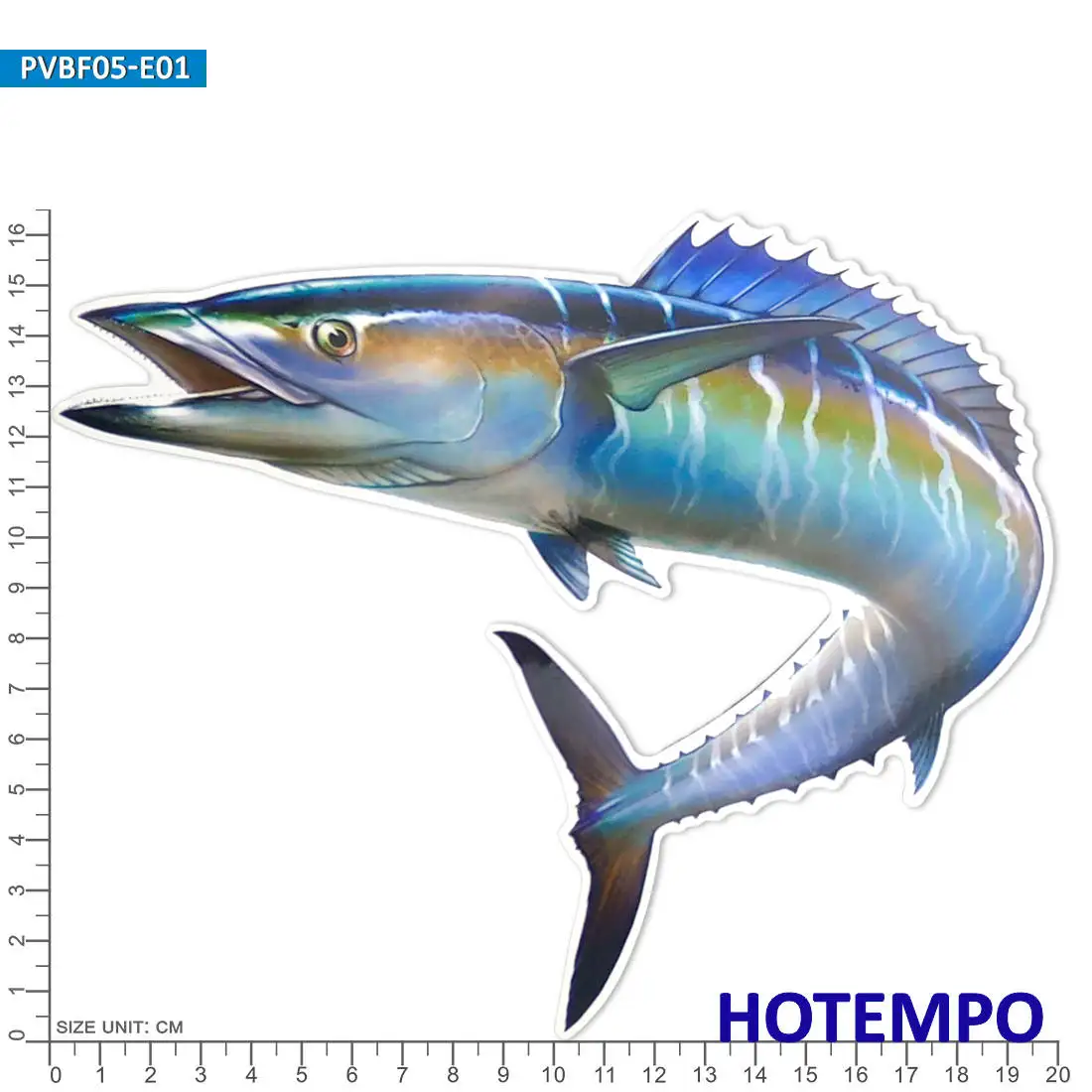 20cm Big Sea Fish Stickers Common Dolphinfish Fisherman Fishing Travel for Boat Laptop Luggage Motorcycle Car Waterproof Sticker