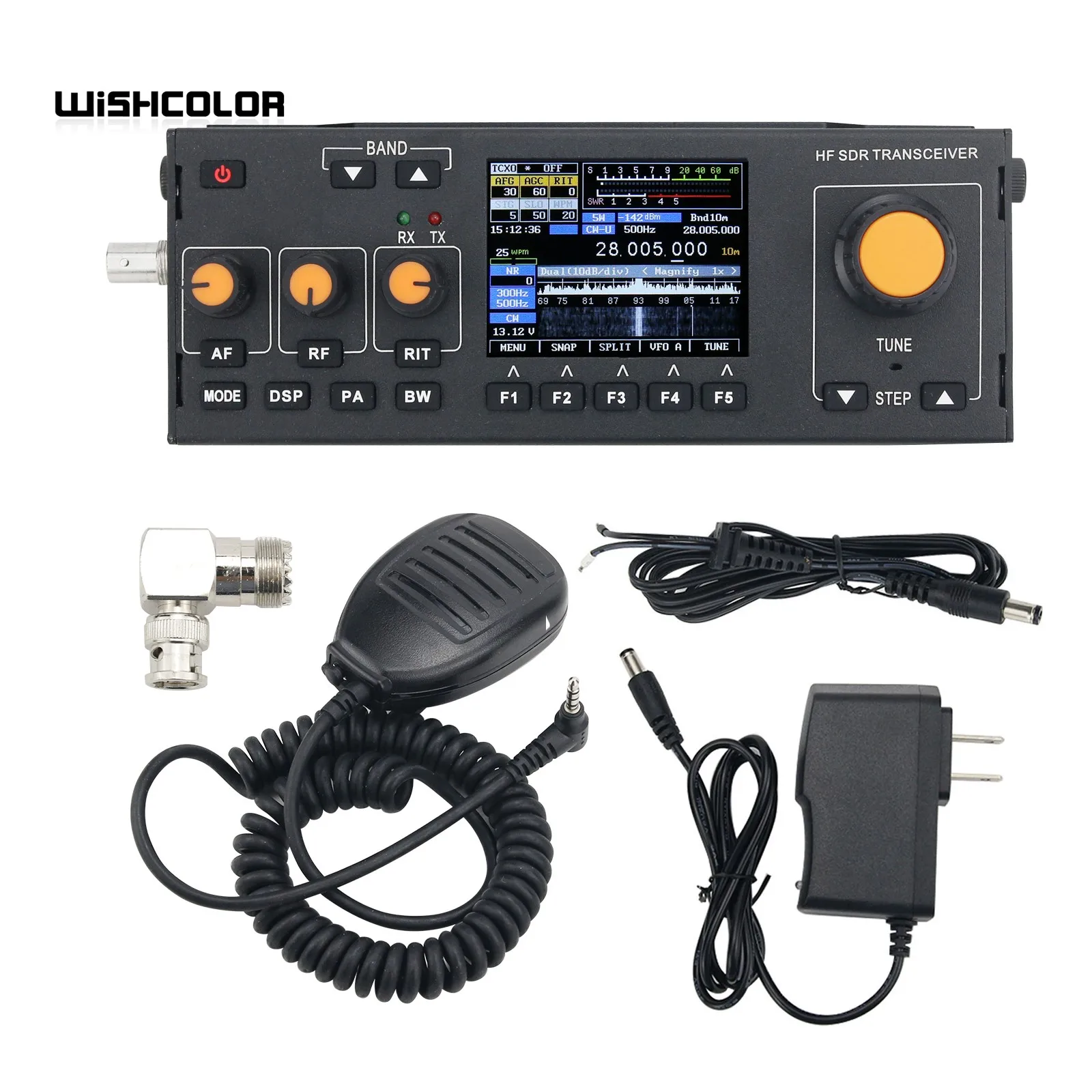 Wish color bs188 15w hf sdr transceiver MCHF-QRP transceiver amateur kurzwellen radio w/handheld mikrofon ladegerät