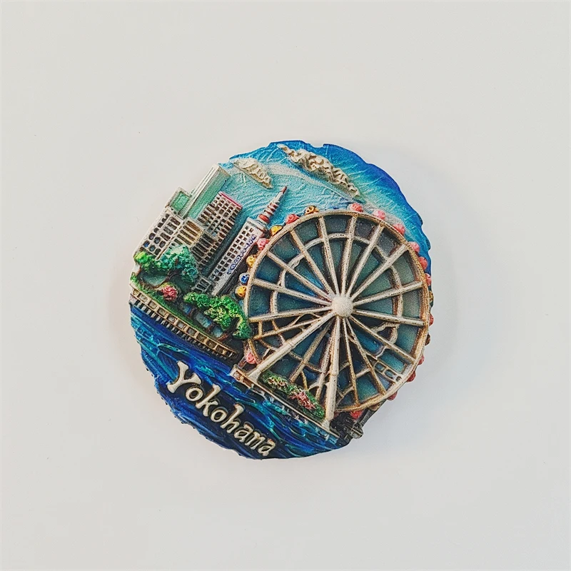 Japan，Yokohama，Ferris Wheel，3D Stereoscopic，Tourism Souvenirs，Resin painting，Decoration home，Collection，Refrigerator magnets