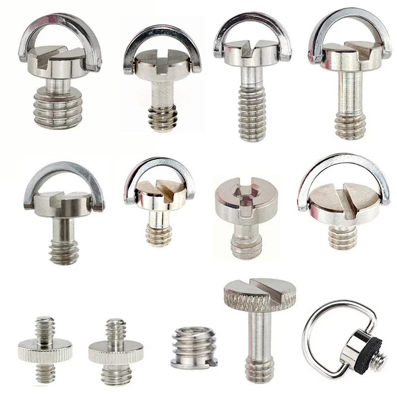 Adaptador de tornillo de montaje de tornillo de trípode con anillo en D de 1/4 pulgadas para cámara, videocámara, trípode, monopié QR, tornillo adaptador de placa de liberación rápida
