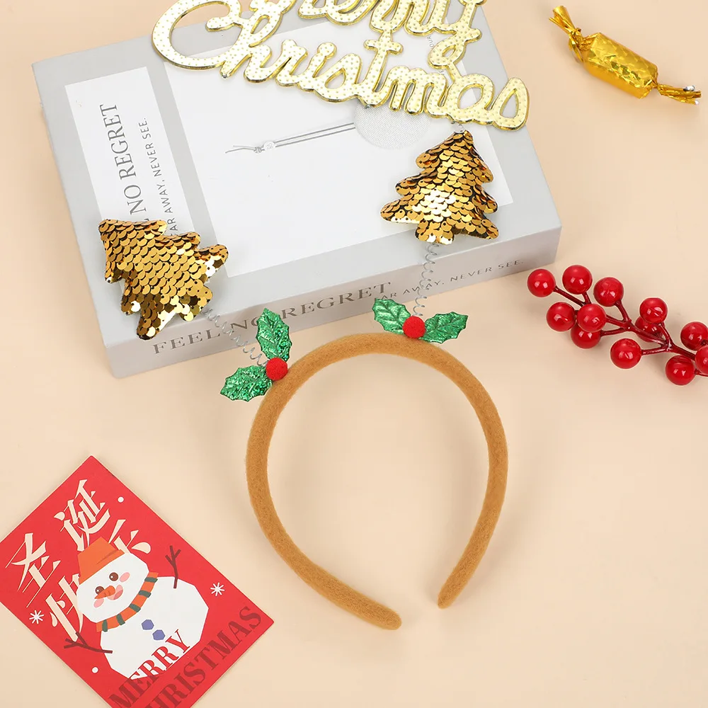 

Christmas Tree Hair Band Adjustable Sparkling Sequin Headband Fashion Holiday Decor Hair Accessories Headwear