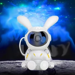 Astronaut Rabbit Galaxy Projector Lamp, Astronaut Starry Night Light Rotating Nebula Stars