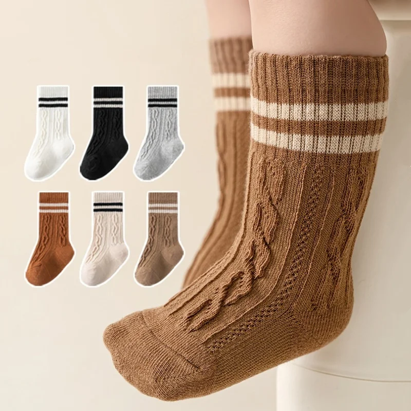 

Детские хлопковые носки, осенне-весенние полосатые детские носки для малышей, модные повседневные студенческие спортивные детские носки для мальчиков и девочек