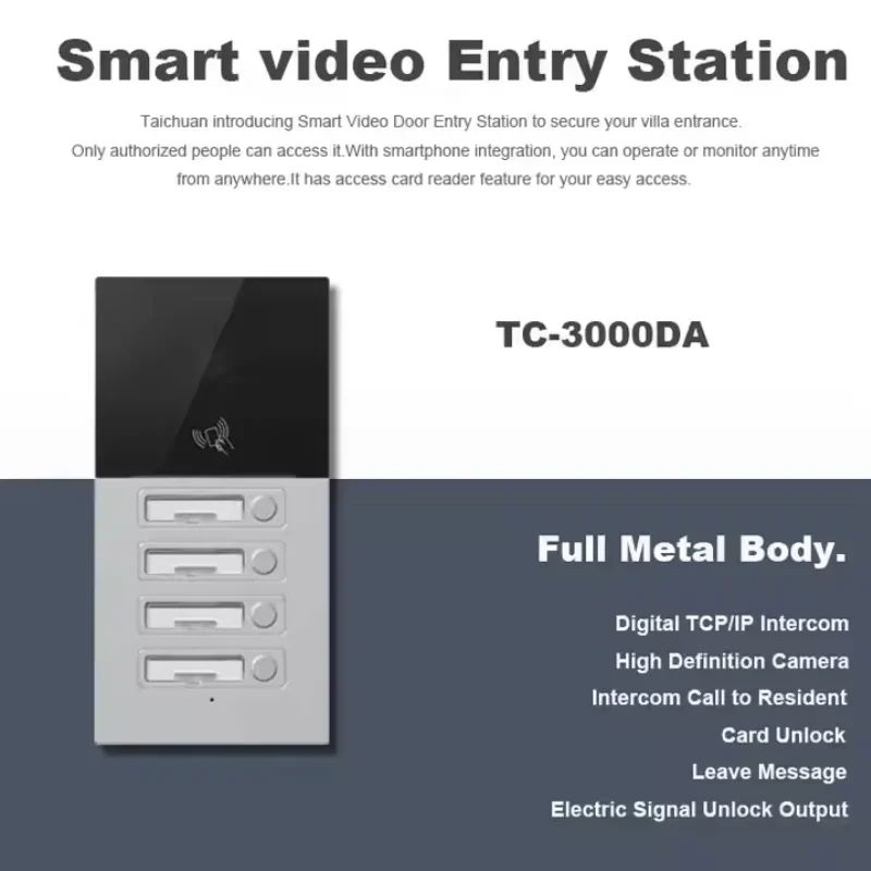 Tuya Villa Doorphone Multi apartment Ip Video Intercom With Wifi 4 Apartments Video Interphone Security Wifi Intercom System
