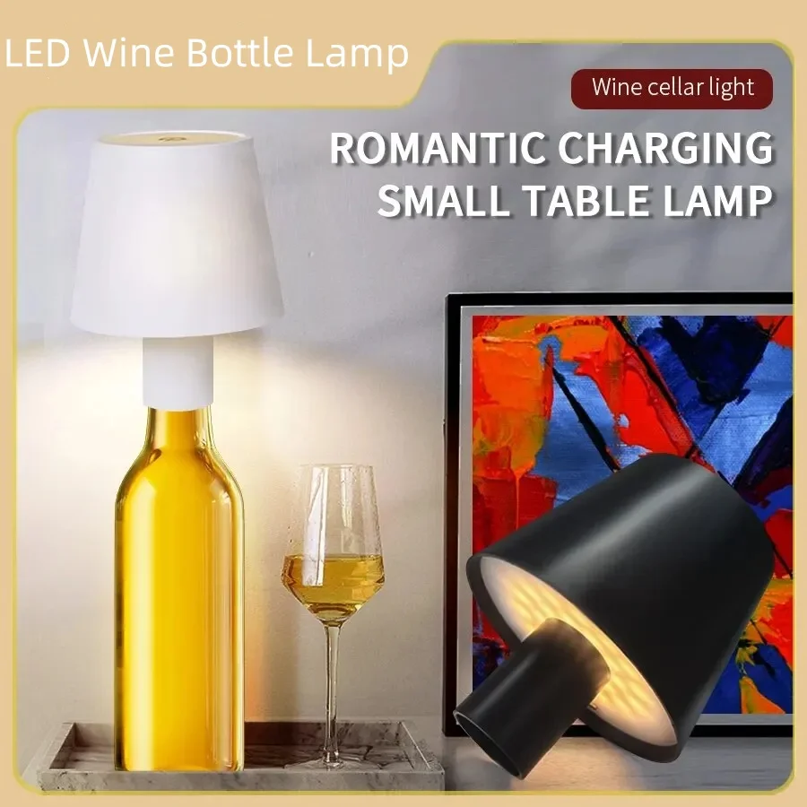 1pc LED Wine Bottle Lamp Portable Table Lamp Bottle Headlight Cordless Night Light Desk Lamp For Outdoor Restaurant Bedroom Bar