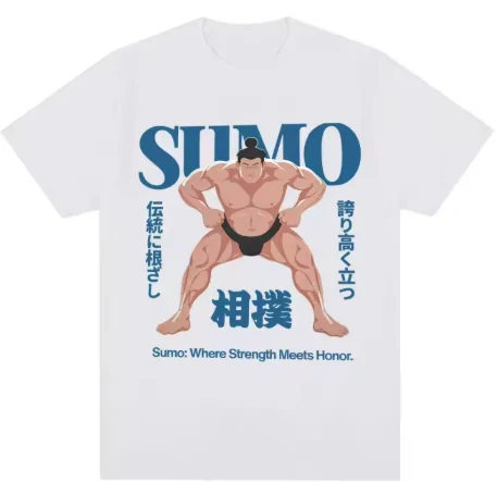 Camiseta con diseño de lucha de sumo japonés para hombre y mujer, camiseta Vintage de los años 90, camiseta informal con textura de algodón puro, ropa de calle