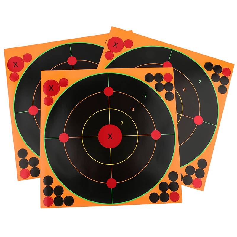 

10pcs 12'' Target Paper Adhesive Patch Attached Archery Splatter Paper Practice Reactive Training Shooting