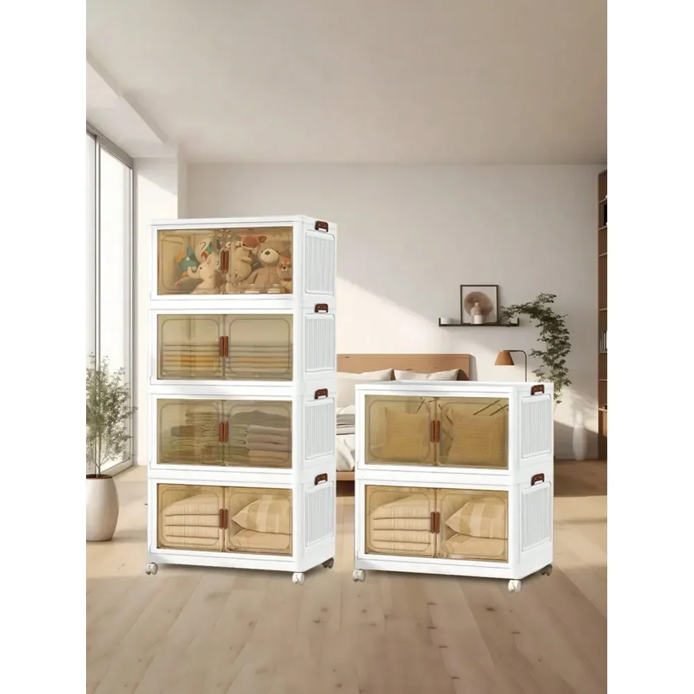 

70cm4 5layers Oversized Locker With Wheeled Doors Waterproof Collapsible Locker For Bedroom Storage Of Clutter, Documents, Toys