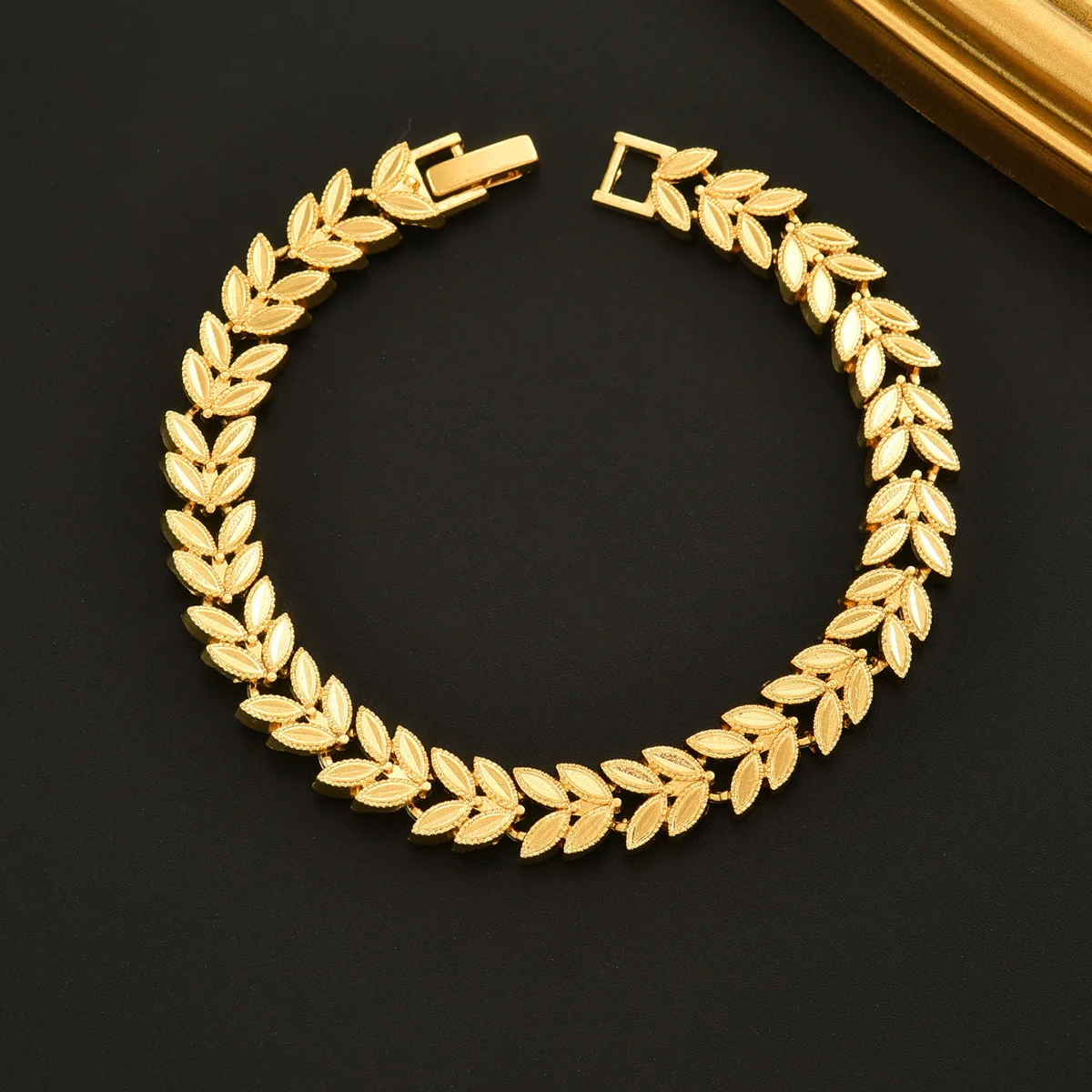 

Luxury 24K 9999 Pure Gold real gold Cuban Men's Women's Bracelet Hip Hop Wheat Bracelet