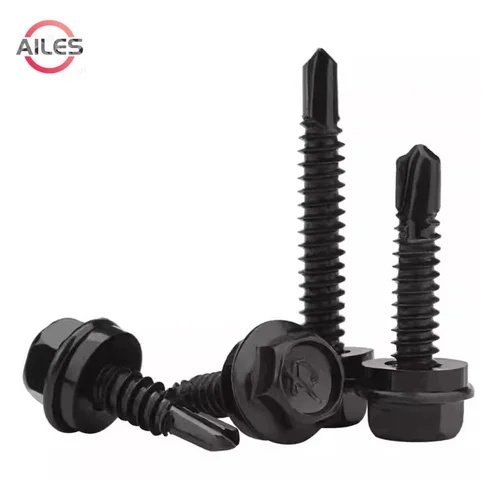 Negro 410 Acero inoxidable M4.2 M4.8 M5.5 M6.3 Tornillos autoperforantes hexagonales exteriores Tornillos de cola de taladro