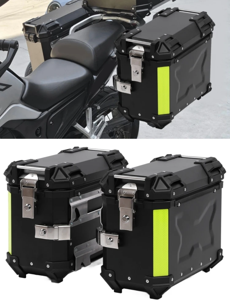 38L Motorrad-Seitenkoffer 2 Stück Aluminium-Motorrad-Satteltasche Seitengepäckbox Wasserdicht Schnellverschluss-Werkzeugkasten Mit PU-Futter