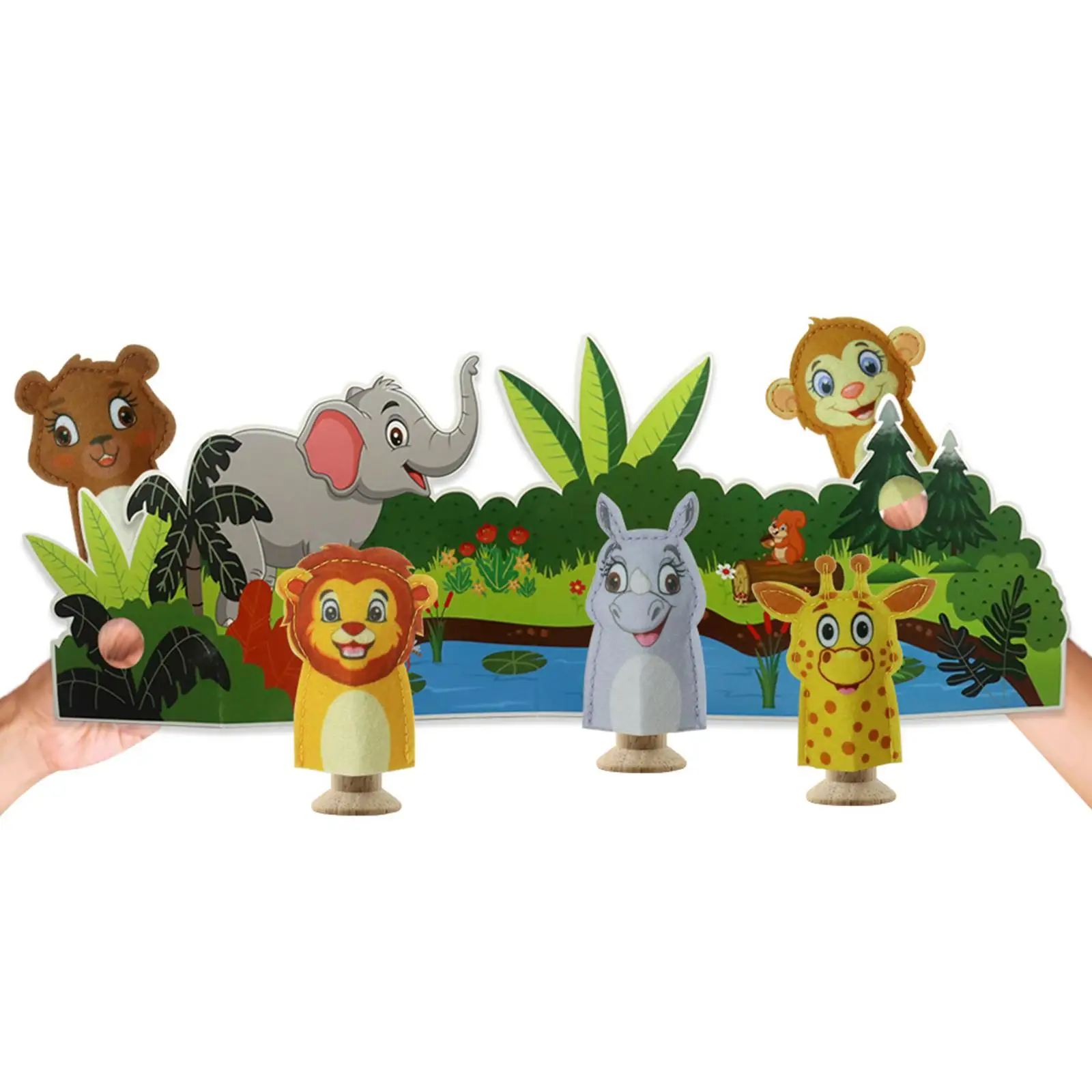 5 Pieces Baby Toys Cartoon Animal Finger Puppet Role Play Tell Story for Children Kids Gifts