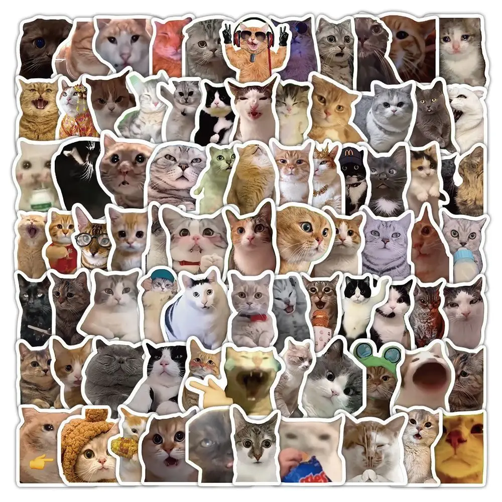 50/100/1000pcs Funny Cute Cat MEME Animals Stickers Kawaii Decals Scrapbooking Notebook Luggage Laptop Skateboard Sticker