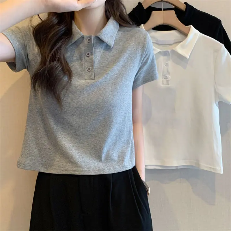 

Short-sleeved Shirt Top for Women 2025 Summer New Design Niche Color Casual and Versatile Short Style