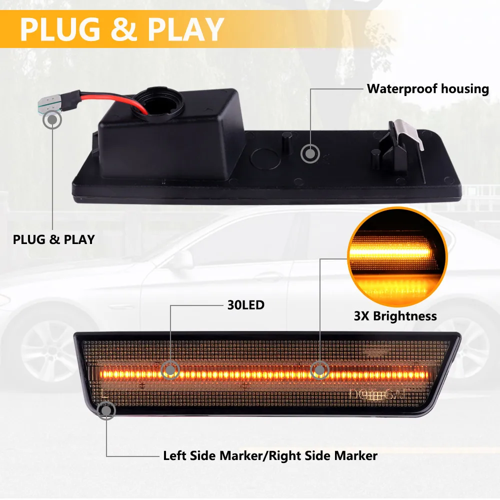 2 قطعة سيارة عالية الأداء LED الملحقات الوظيفية مقاوم للماء الجانب ماركر ضوء مع ترقية دودج في سنوات الموديل 2008 إلى 2014