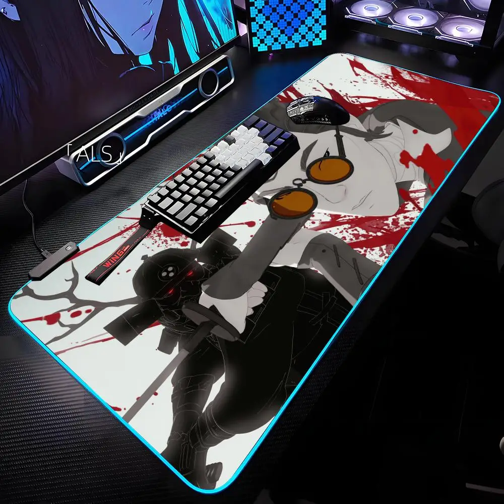 B-Blue Eye Samurai Mouse Pad RGB Backlit Mouse Pad Laptop Mouse Pad Laptop Gamer Computer Desk Gaming Accessories